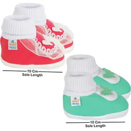 NESKA MODA 0 To 6 Months Combo Pack of 2 Pair Newborn Baby Girls Soft Cotton Cute Butterfly Booties image 4