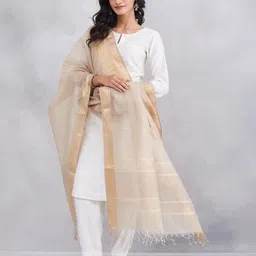 Fabindia Geometric Woven Design Cotton Silk Dupatta image 5