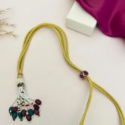 ABDESIGNS Gold-Plated Stone Studded & Beaded Meenakari Necklace and Earrings image 5