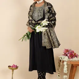 Indo Era Women Ethnic Motifs Embroidered Regular Kurta with Trousers & With Dupatta-picture-35