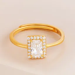 Kushal's Fashion Jewellery 92.5 Sterling Silver Gold Plated Zircon Studded Finger Ring-picture-25