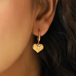 Palli Creation Stainless Steel Gold Plated Heart Shaped Drop Earrings-picture-18