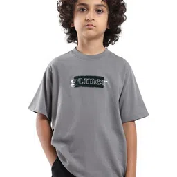 RARE ONES Boys Typography Solid Round Neck Cotton Relaxed Fit T-shirt-picture-24