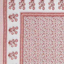 tundwal's White & Pink Floral Printed Cotton 210 TC King Bedsheet Set 2.74 m x 2.28 m image 5