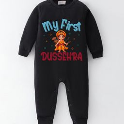 BLUSHES Infants My First Dussehra Printed Pure Cotton Romper-picture-17
