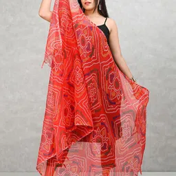 RajeRaj Bandhani Printed Tasselled Border Dupatta image 2