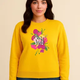 Anikmart Women Typography Printed Round Neck Organic Cotton Anti Odour Sweatshirt-image-13