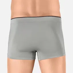 jicks Men's Extra Thin Elastic Underwear Long Comfortable Breathable Comfort Boxer Brief Imported Material Solid Color Grey and White Pack of 2 Size-XL image 5