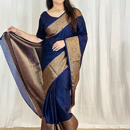 Anjaneya Sarees Zari Silk Blend Banarasi Saree-picture-38