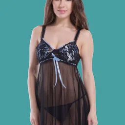 ribald the neech Ribald Women Self Design Shoulder Straps Baby Doll With Briefs-picture-40