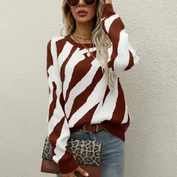 StyleCast Women Striped Round Neck Long Sleeves Pullover Sweaters-picture-17