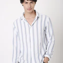 Blnk Men Relaxed Fit Vertical Striped Spread Collar Casual Shirt-image-59