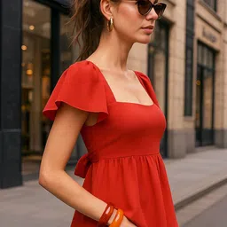 don't be basic Flutter Sleeve Georgette Top image 3