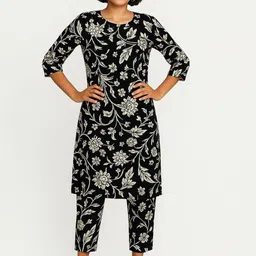 GAB Women Floral Printed Cotton Kurta with Trousers-picture-19
