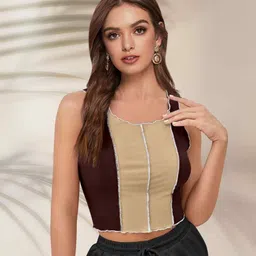 DressBerry Women Colourblocked Striped Tank Crop Top-picture-26