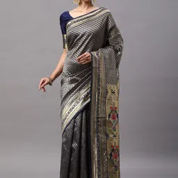 KALINI Woven Design Zari Silk Blend Kanjeevaram Saree-picture-26