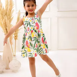 Sangria Girls Printed Pure Cotton Above Knee Length Fit & Flare Dress-image-97