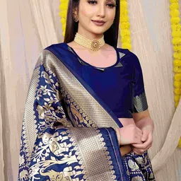 amirat Woven Design Zari Pure Silk Banarasi Saree image 2