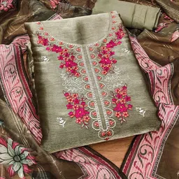 KIMISHA Embroidered Unstitched Dress Material image 4
