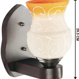 1ST TIME Yellow & Orange Textured Wood Traditional Frustum Shaped Wall Lamp image 4