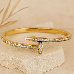 Bohey by KARATCART Gold-Plated Artificial Stones Studded Bangle-Style Bracelet-picture-0