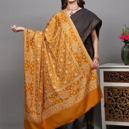 Exotic India Floral Woven Design Reversible Shawl-image-70