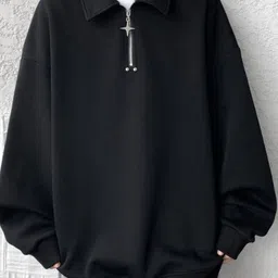 HERE&NOW Men Oversized Long Sleeve Half Zipper Sweatshirt-picture-29