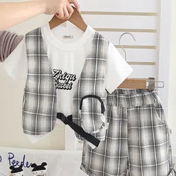 INCLUD Boys Checked Short Sleeves T-Shirt With Shorts-picture-11