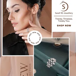 Saraf RS Jewellery Silver-Plated Zircon-Studded Adjustable Finger Ring image 5