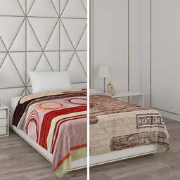 Monte Carlo Pink & Red Geometric Mild Winter 500 GSM Single Bed Blanket image 1