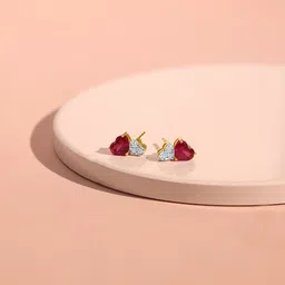 Mia by Tanishq Gold Ruby & Diamond Scarlet Grace Stud Earrings-picture-15