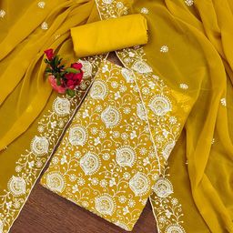 Rangtulika Ethnics Embroidered Unstitched Dress Material-image-49