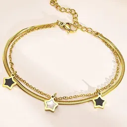 GOLDIWALA Gold-Plated Stainless Steel Flat Snake Chain Multistrand Bracelet image 3