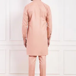 Satwaa Geometric Self Design Shirt Collar Pathani Kurta with Trousers image 5