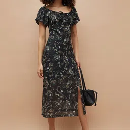 Ginger by Lifestyle Women Tie-Up Neck Floral Print A-Line Dress-picture-33