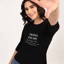 Mast & Harbour Women Typography Printed Bio Finish T-shirt-picture-25