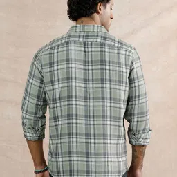 WROGN Comfort Slim Fit Tartan Checked Spread Collar Pure Cotton Casual Shirt image 5