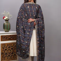 Exotic India Bandhani Dyed Thread Work Art Silk Gharchola Dupatta-picture-10