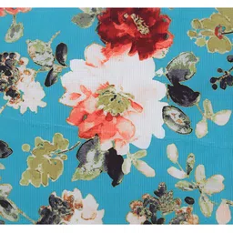 Shadowkart Blue & Red Floral Printed Wooden Rectangle Shaped Ottomans image 4