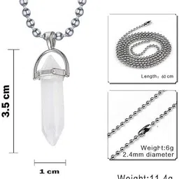 VIBESLE Silver Pendants with White Stone image 2