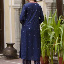 KALINI Women Floral Embroidered Regular Thread Work Kurta with Palazzos & With Dupatta image 4
