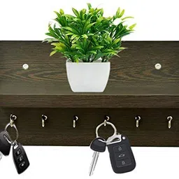 wood mine KEY HOLDER AND HOME KEY STAND FOR WALL WITH 6HOOKS Wood Key Holder image 3