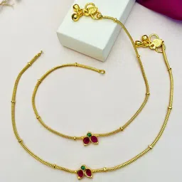 ABDESIGNS Gold-Plated Kempstone Studded Anklets-picture-15