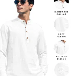 Edin Men Solid Cotton Kurtas image 3