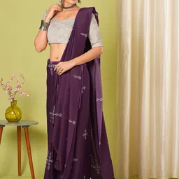 HERE&NOW Floral Embroidered Banarasi Saree-picture-11