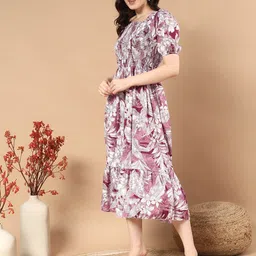 DEKLOOK Floral Print Crepe A-Line Midi Dress image 4