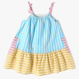 GAP Girls Striped Color-Block Cotton Round Neck Dress-picture-0