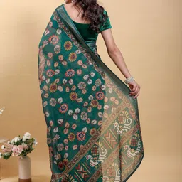 Jinal & Jinal Ethnic Motifs Zari Linen Blend Saree image 2
