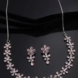 Sukkhi Rhodium-Plated American Diamond Studded Necklace & Earrings-picture-55