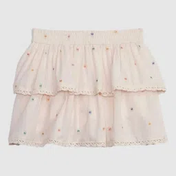 GAP Girls White Embroidered & Tiered Mid-Rise Cotton Skirt-picture-34